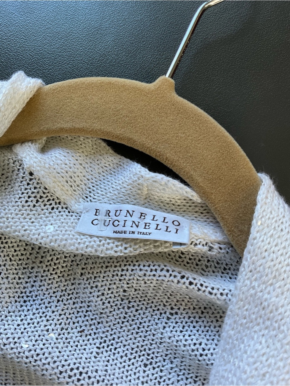 BRUNELLO CUCINELLI White Sequin Sparkle Knit Cardigan Open Front Lightweight M - Picture 10 of 10